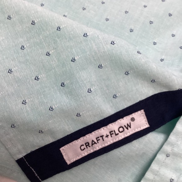 Craft Flow Mens Short Sleeve Button Down Shirt Blue Dot Print - Large - Picture 4 of 7